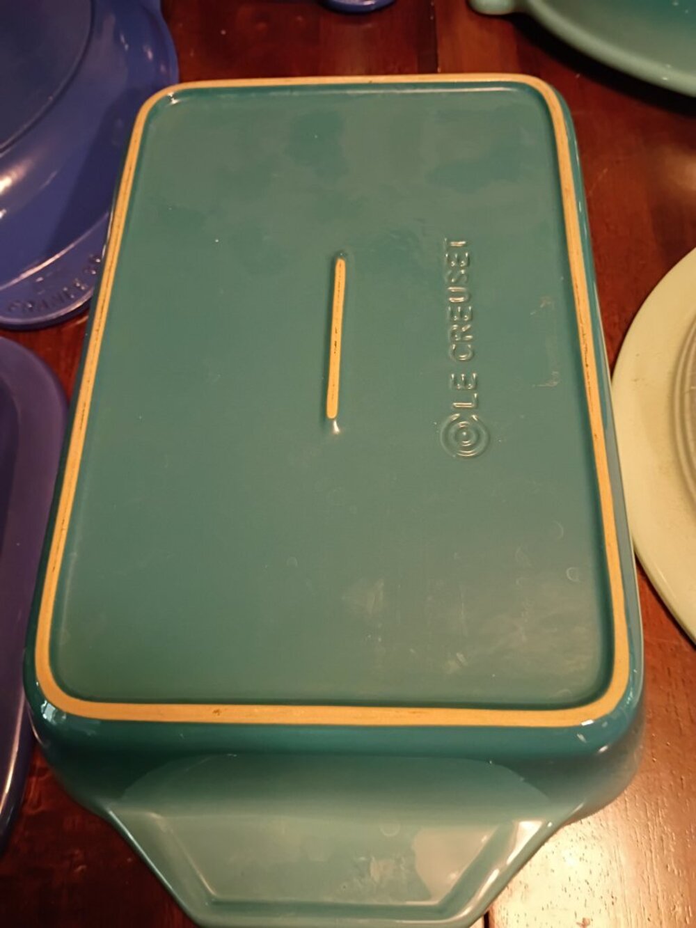 Le Creuset Turquoise Caribbean Stoneware Rectangular Baker Casserole Dish 13x9 - Picture 2 of 4